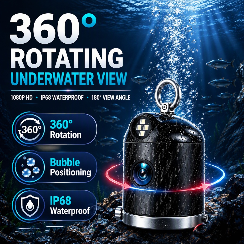 Fishing Camera - ระยะเวลาจัดส่งสั้น กล้องระบุตำแหน่งจุดตกปลาแบบพกพา กันน้ำ IP68 มุมมอง 360